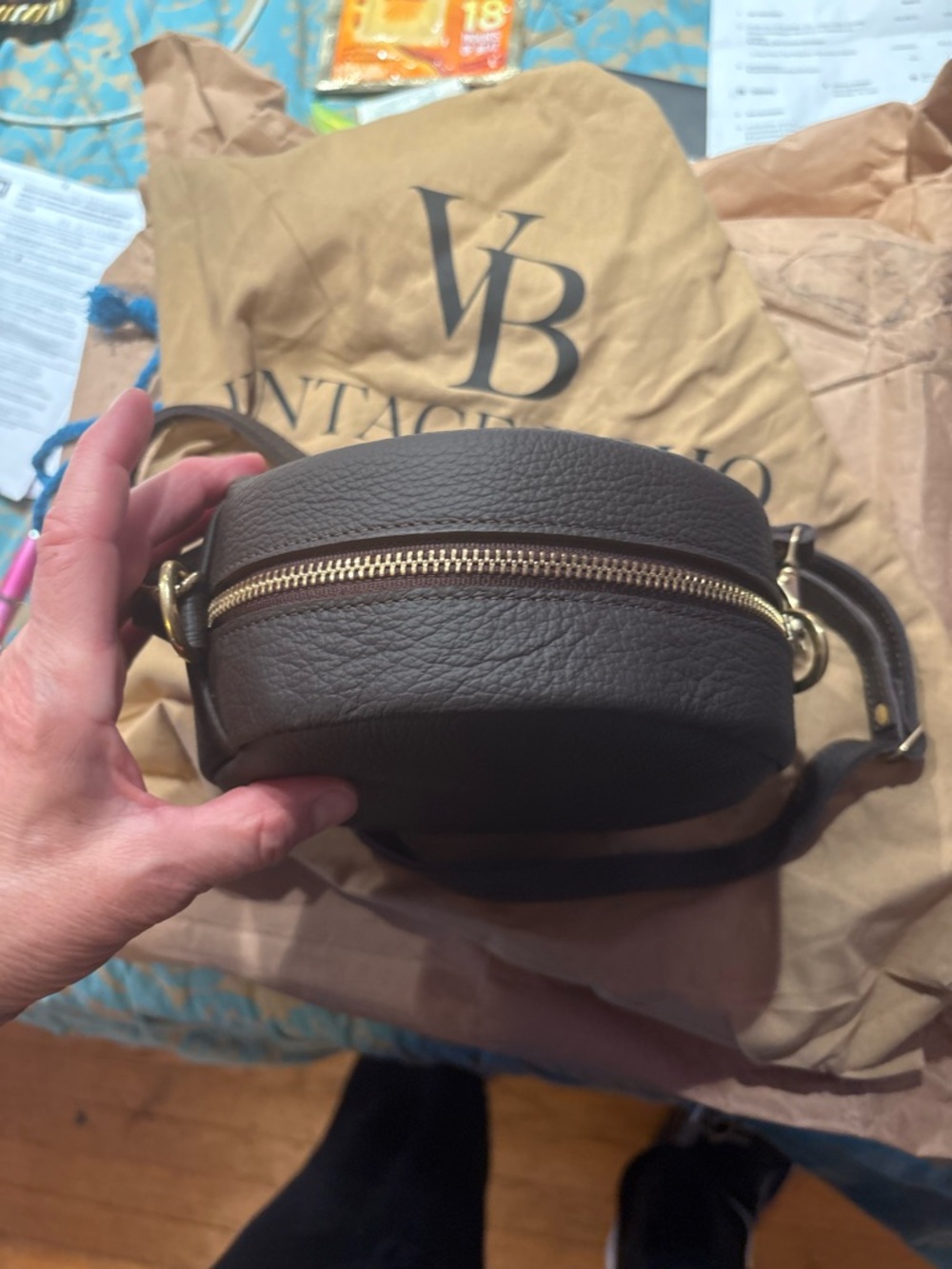 Louis Vittan Crossbody Safari with Gold Zipper ships free and immediately!